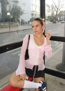 Pinteresty crop pink mesh top🩷