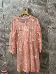 Elegant Peach Chikankari Kurta