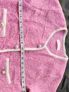 (Made In Korean) Pink Knit Tweed Cardigan