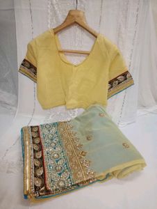 Elegant Embellished Saree &amp; Blouse