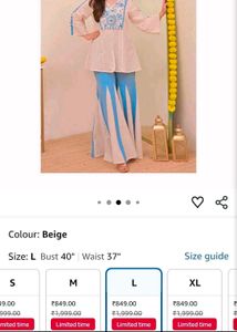 White Kurta Set with Blue Embroidery