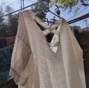 White Eyelet Oversized Blouse