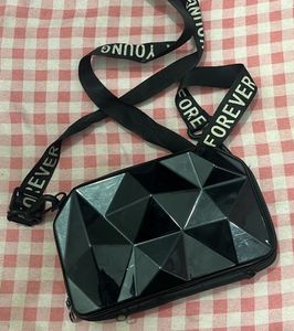 Geometric Black Crossbody Bag