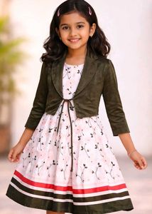 Elegant Floral Dress with Jacket for kids Girls