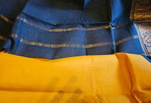 Elegant Yellow &amp; Navy blue Sungudi Saree