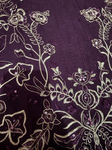 Wine Purple Embroidered Suit Set