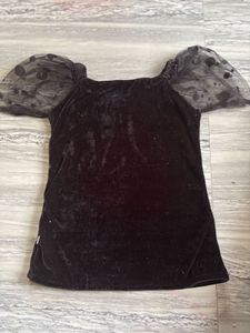 Black Velvet Puff Sleeve Dress