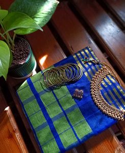 Cotton Silk Saree (Blue & Green)
