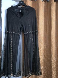 Elegant Black Sequined Palazzo Pants