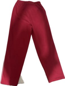 Red Track Pants with White Stripes