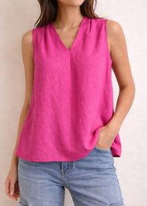 Hot Pink Sleeveless V-Neck Top . size - L