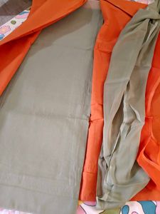 Orange  Kurta Set with Dupatta dress material