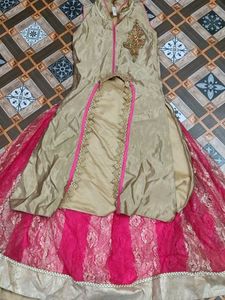 Elegant Gold & Pink Lehenga Choli