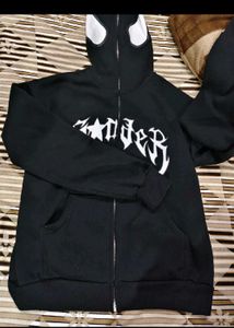 black graph hooded loose fit jacket