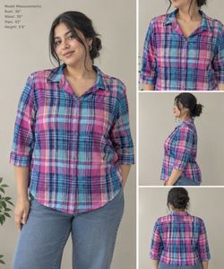 Vibrant Plaid Button-Up Shirt