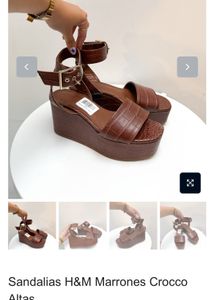Brown Croc Platform Wedge Sandals