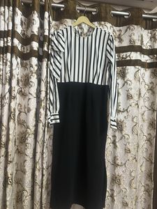 Chic Striped & Solid Midi Dress