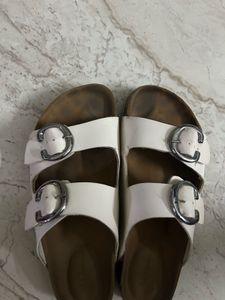 White Buckle Slides