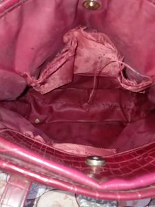Chic Maroon Faux Leather Tote Bag