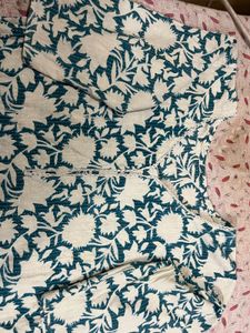 Beautiful Teal &amp; White Floral Print Kurta