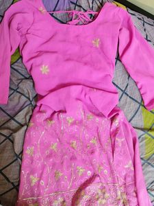 Pink Embroidered Lehenga Choli Set