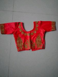 Coral &amp; Gold Embellished bridal Lehenga Skirt