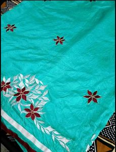 Gorgeous 👌👌Teal Saree with Floral Embroidery