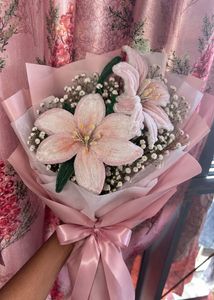 🌸 Handmade Blush Pink Lily Bouquet