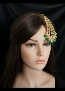 Green Kundan Tikka Headpiece