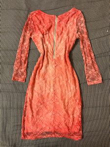 Coral Lace Sheath Dress