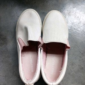 White Perforated Slip-On Sneakers