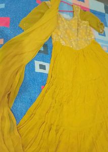 Beautiful Yellow Anarkali Gown