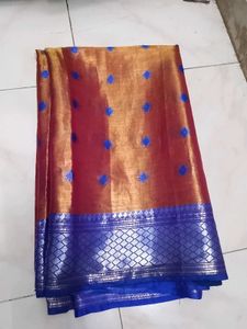 Beautiful Orange and Blue Saree with blouse