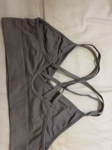 Gray Ribbed Sports Bra