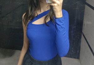 One-Shoulder Ribbed Top