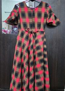 Checked Winter Dress For Women 🌷
