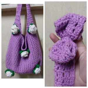 Handmade Lavender Crochet Bag