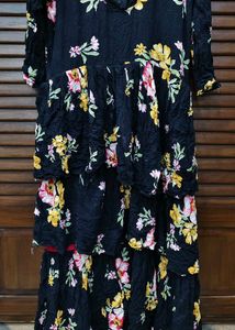 Black Floral Tiered Maxi Dress