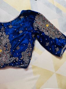 Royal Blue Velvet full handwork Blouse