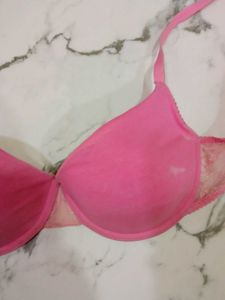 38B zivame Pink Lace Trim Padded Bra