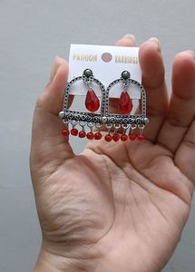 Pink Gemstone Jhumka Earrings