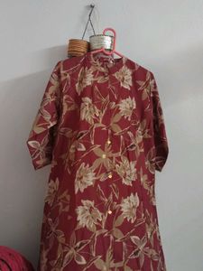 Maroon Floral Print Kurta