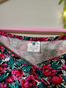 Floral Print Long Sleeve Crop Top