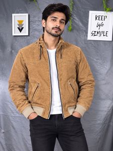 Men's camel  Suede Bomber Jacket