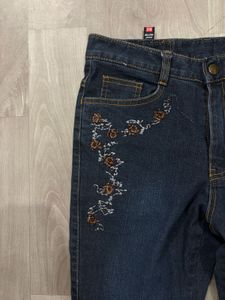 Embroidered Low Rise Jeans