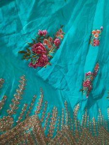 Beautiful Embroidered Teal Anarkali Gown