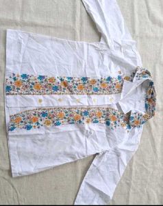 White Floral printed Button-Up Shirt