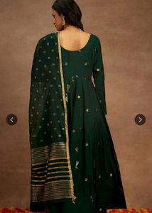 Silk Green Woven Design Anarkali Kurta set
