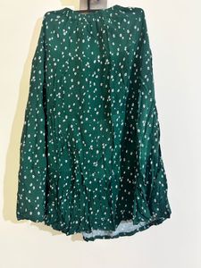 Green with White daisy Midi Skirt