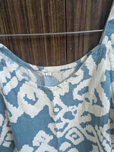 Blue &amp; White Printed Dress